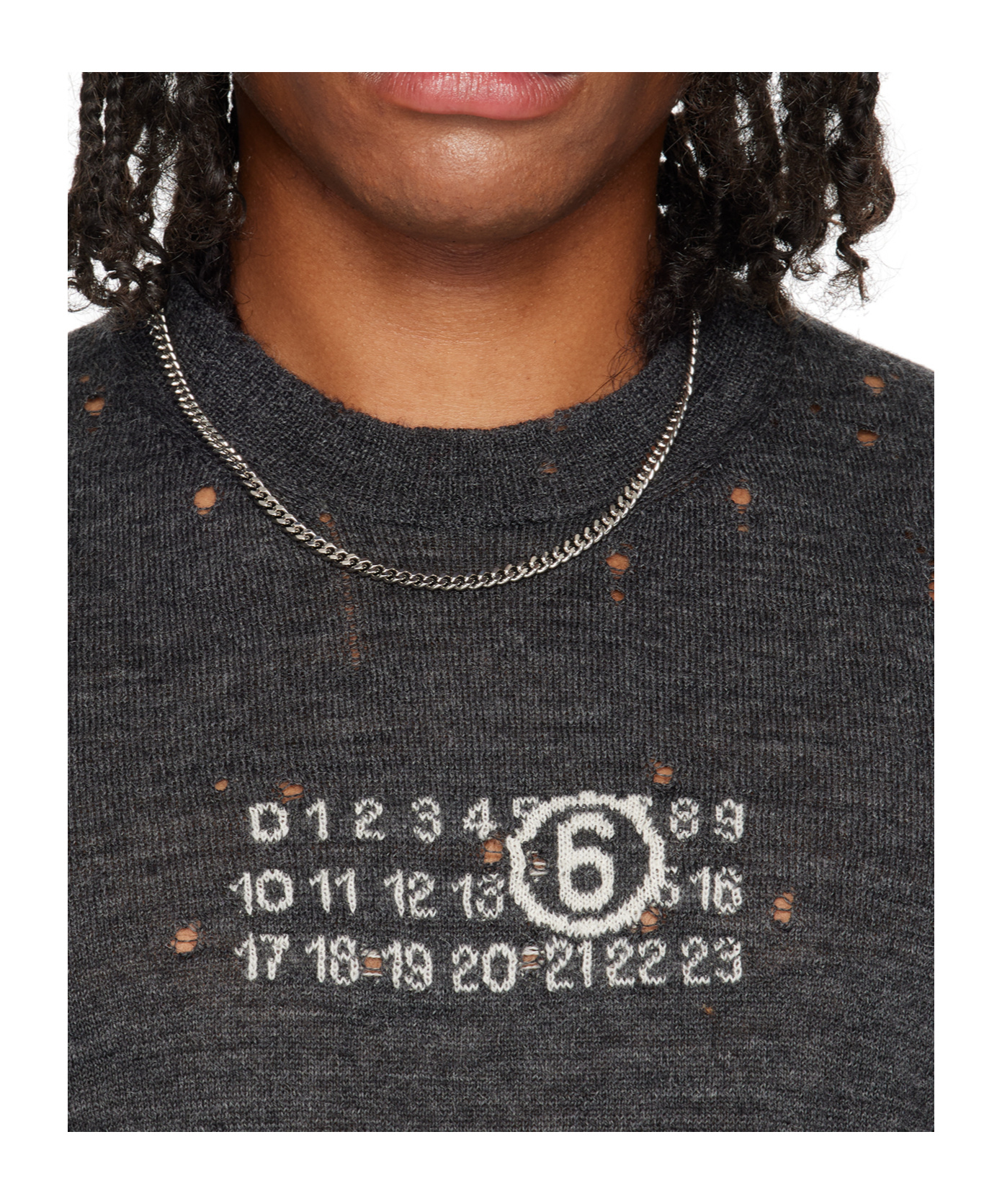 Mm6 Maison Margiela Curb Chain Necklace In Gray
