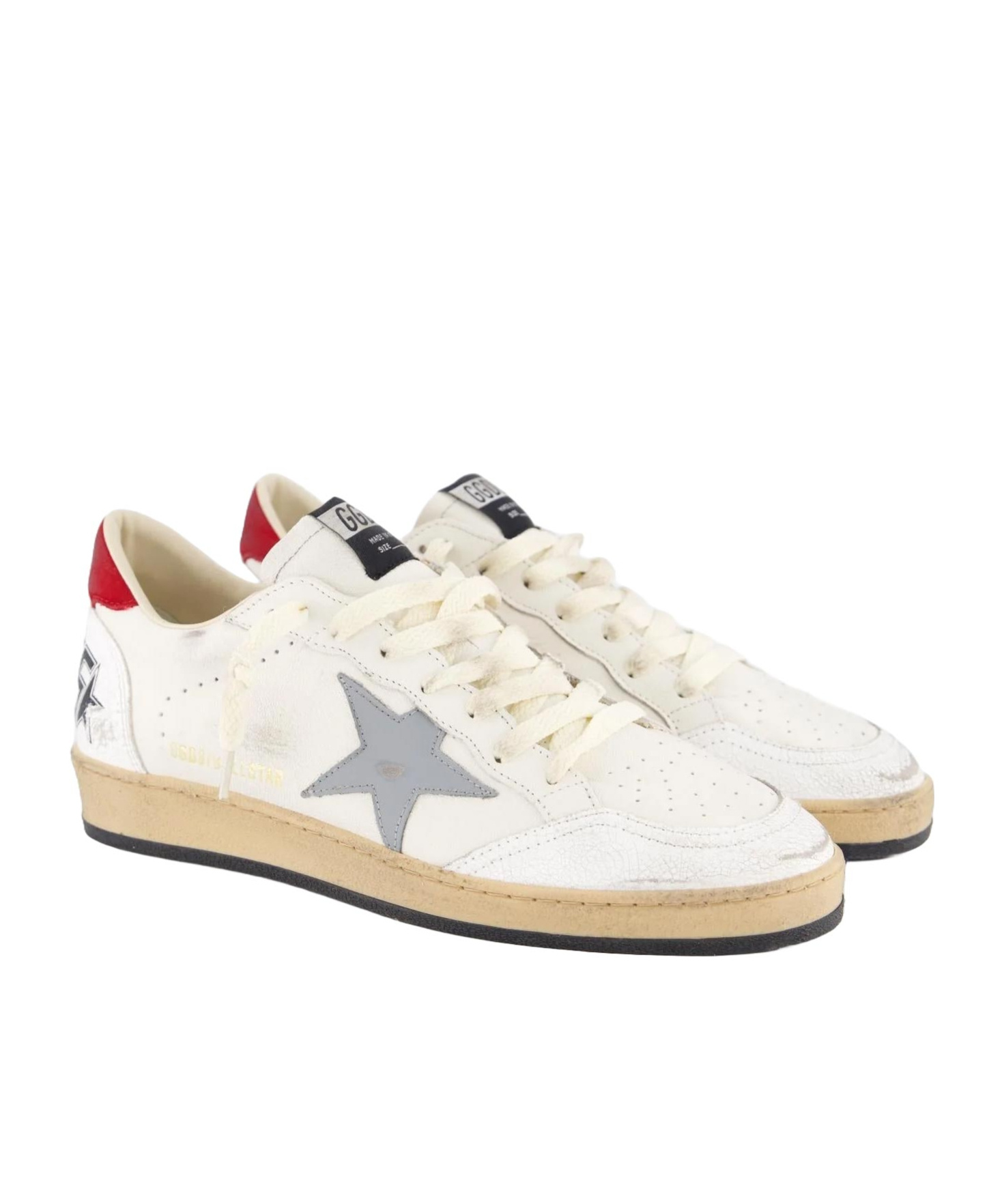 Golden Goose Ball Star Distressed-effect Sneakers In White