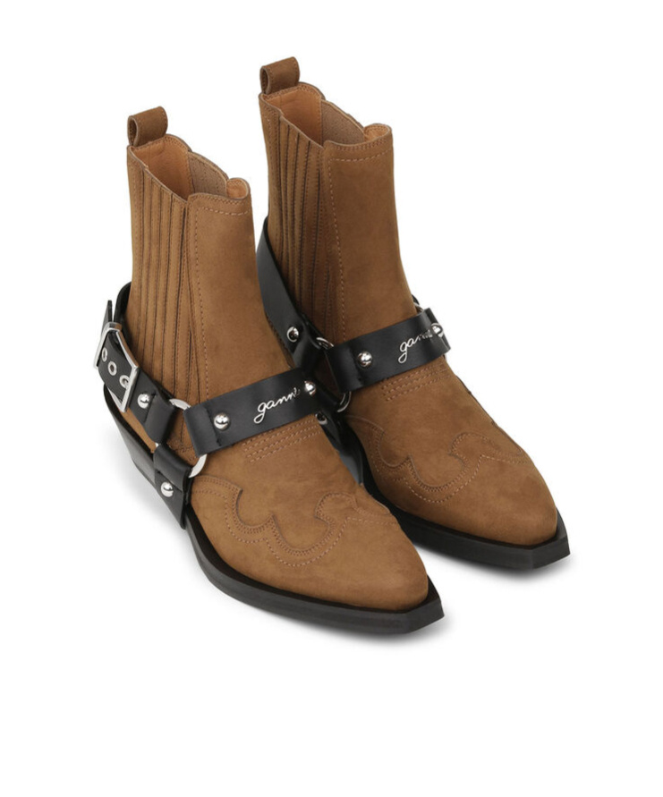 Ganni Western Chelsea Boot In Brown