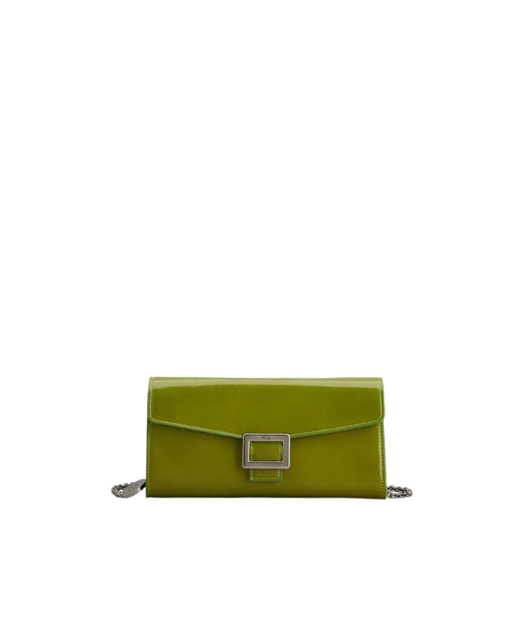 Roger Vivier Belle Vivier Wallet On Chain In Patent Leather In Green