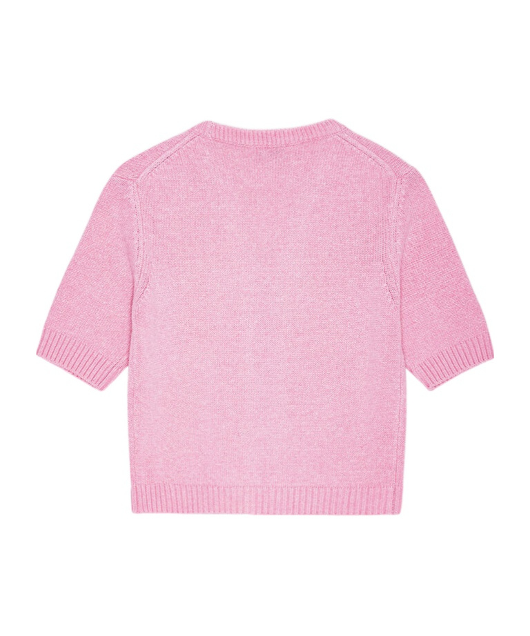 Ganni Womens V-neck Short-sleeves Wool-blend Cardigan Primrose Pink In Pink