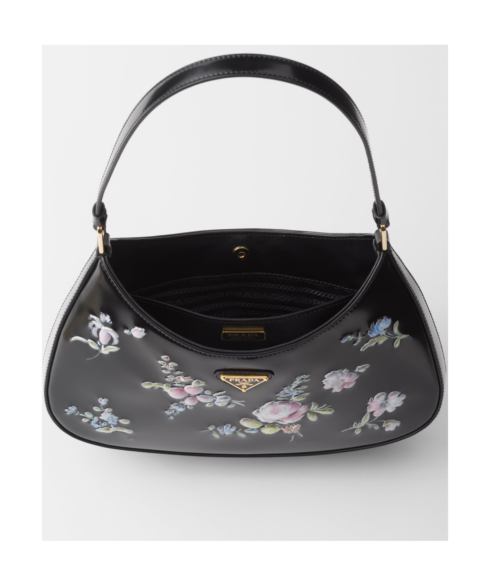 Prada Black Leather Cleo Shoulder Bag In Black