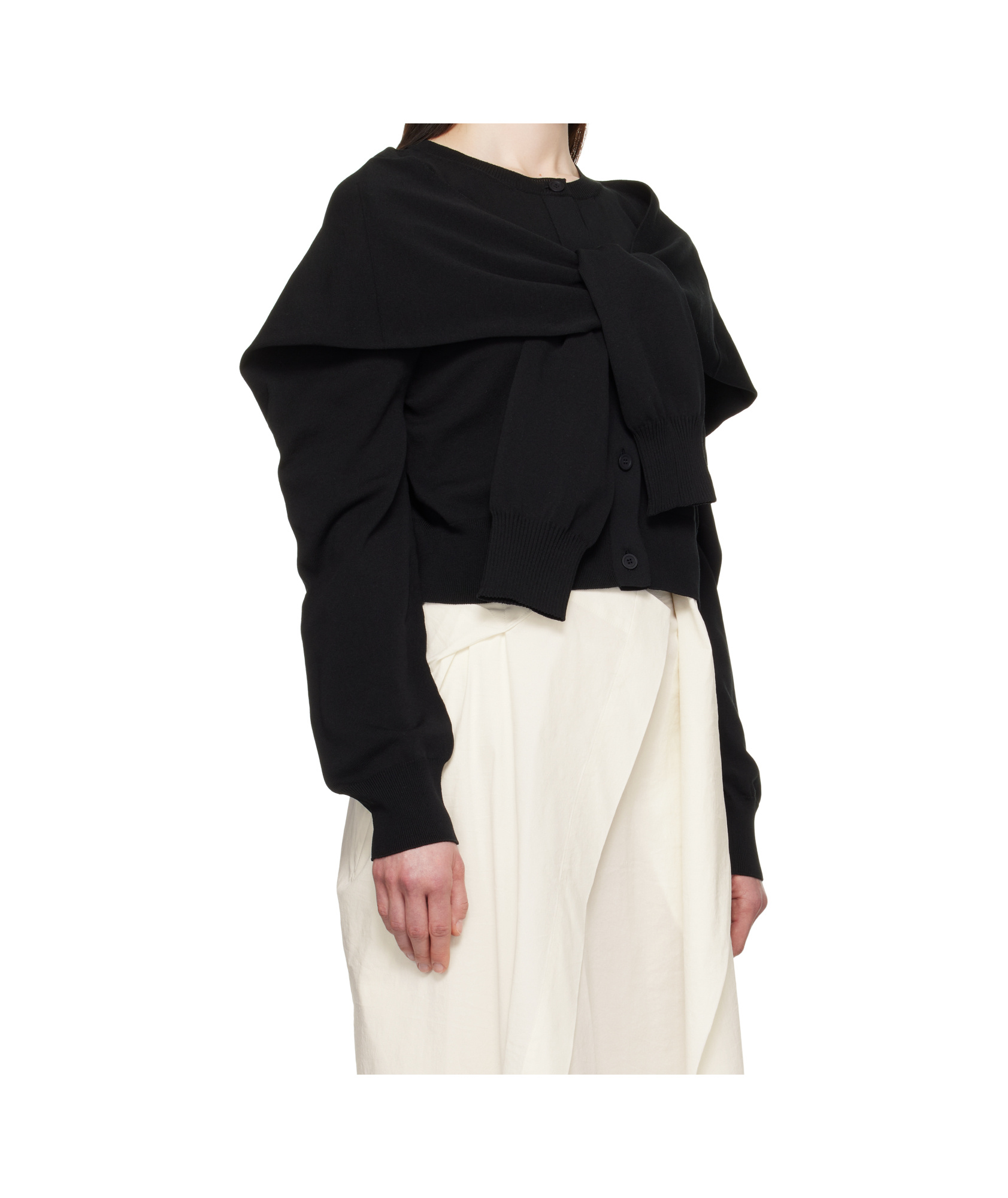 Issey Miyake Four Sleeved Knitted Cardigan In Black