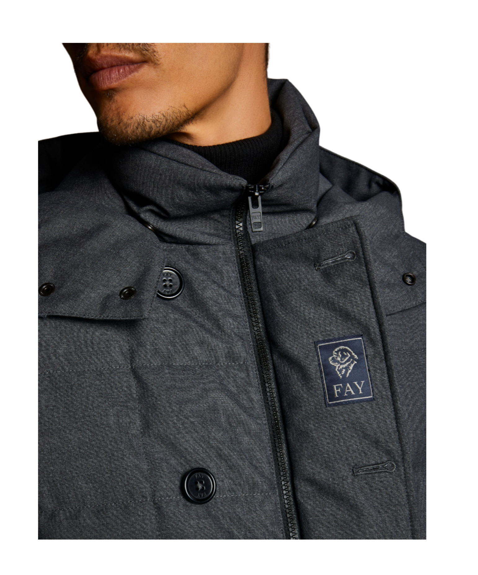 Fay Long-sleeved Quilted Down Jacket In Black