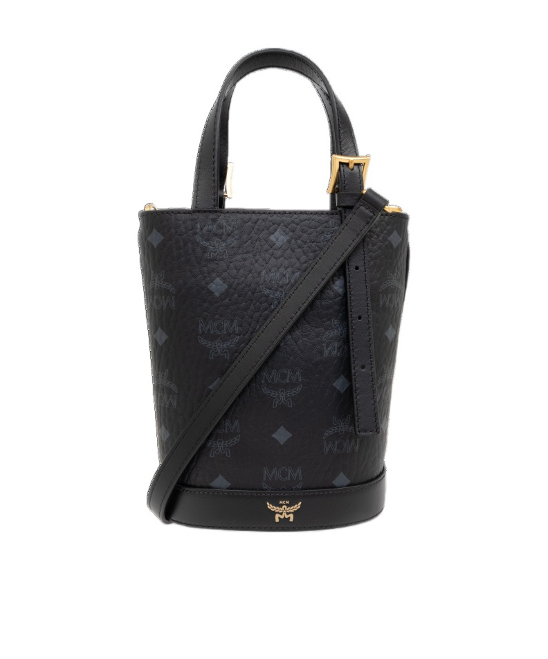 Mcm Logo Shoulder Bag In Black
