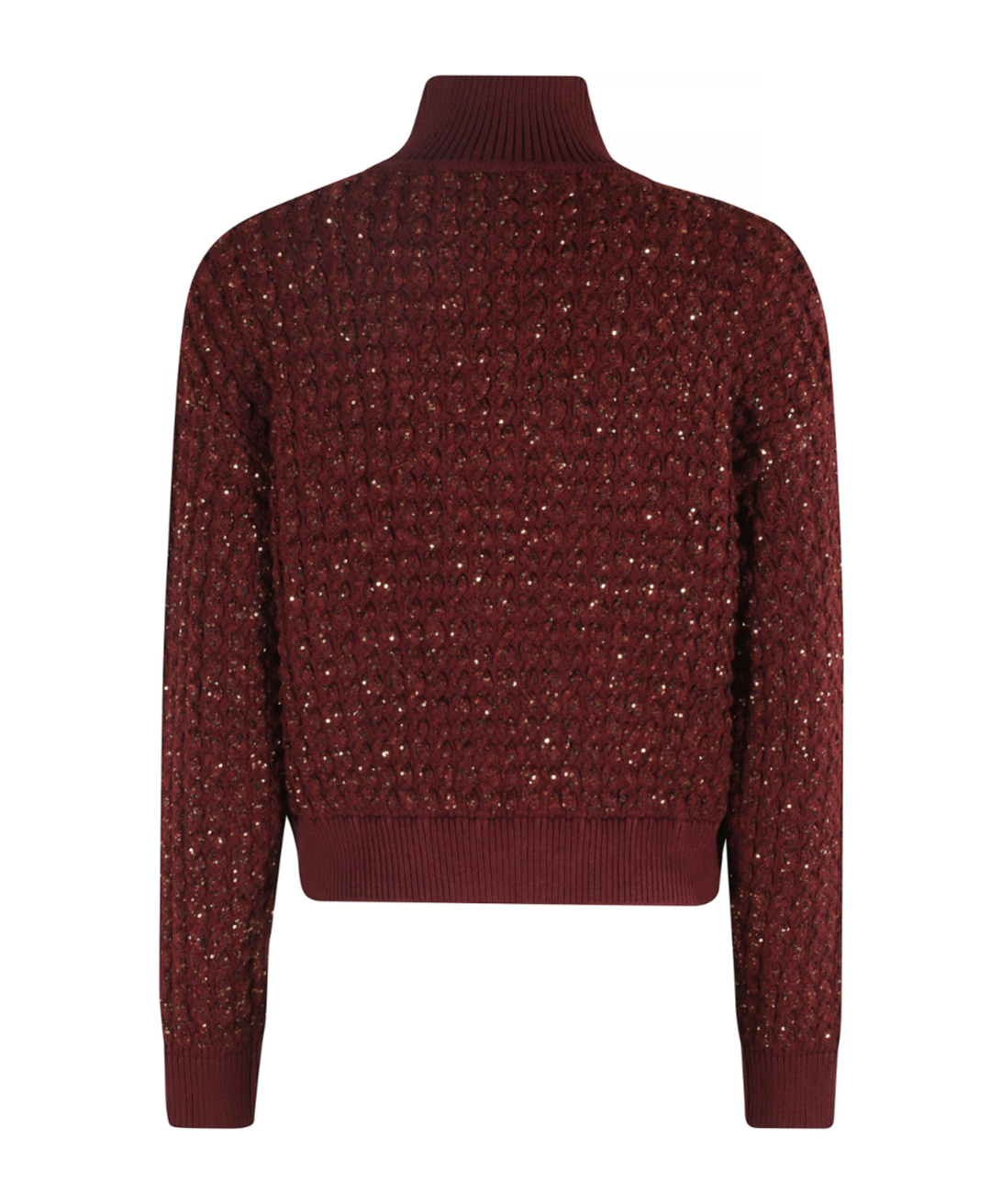 Elisabetta Franchi Sequinned Turtleneck Sweater In Burgundy