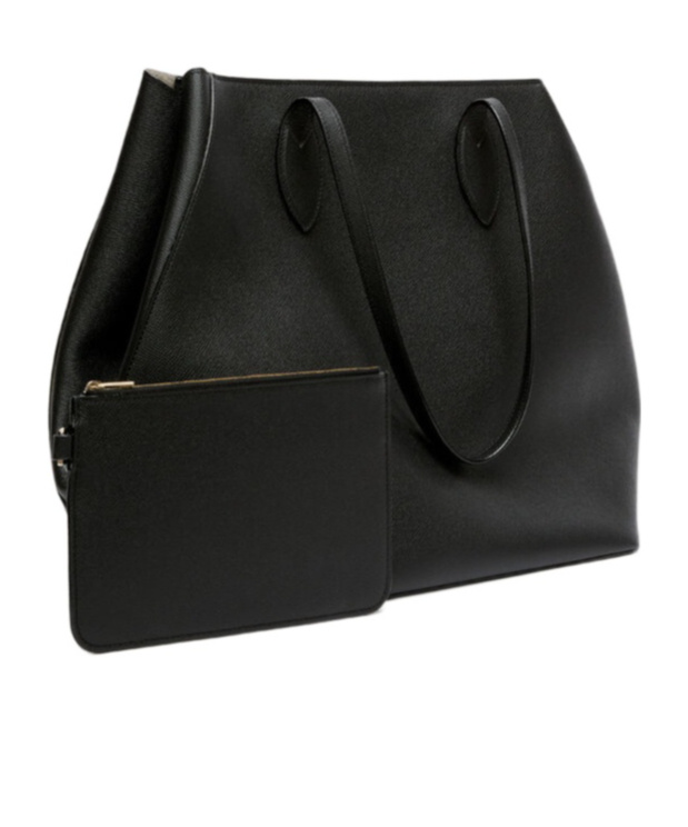 Valextra Large Vivi Leather Tote Bag In Black