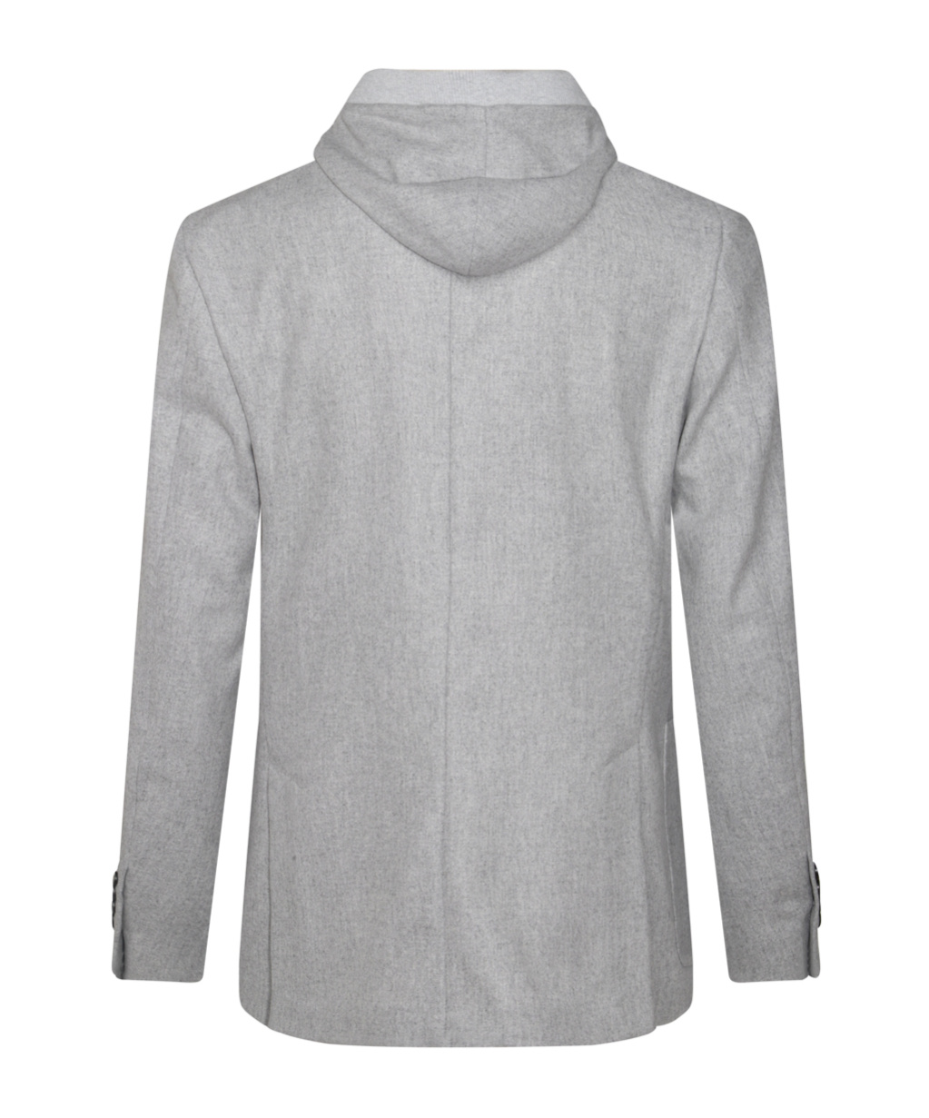 Eleventy Flannel Slim Fit Sport Coat With Removable Full Zip Hoodie In Gray