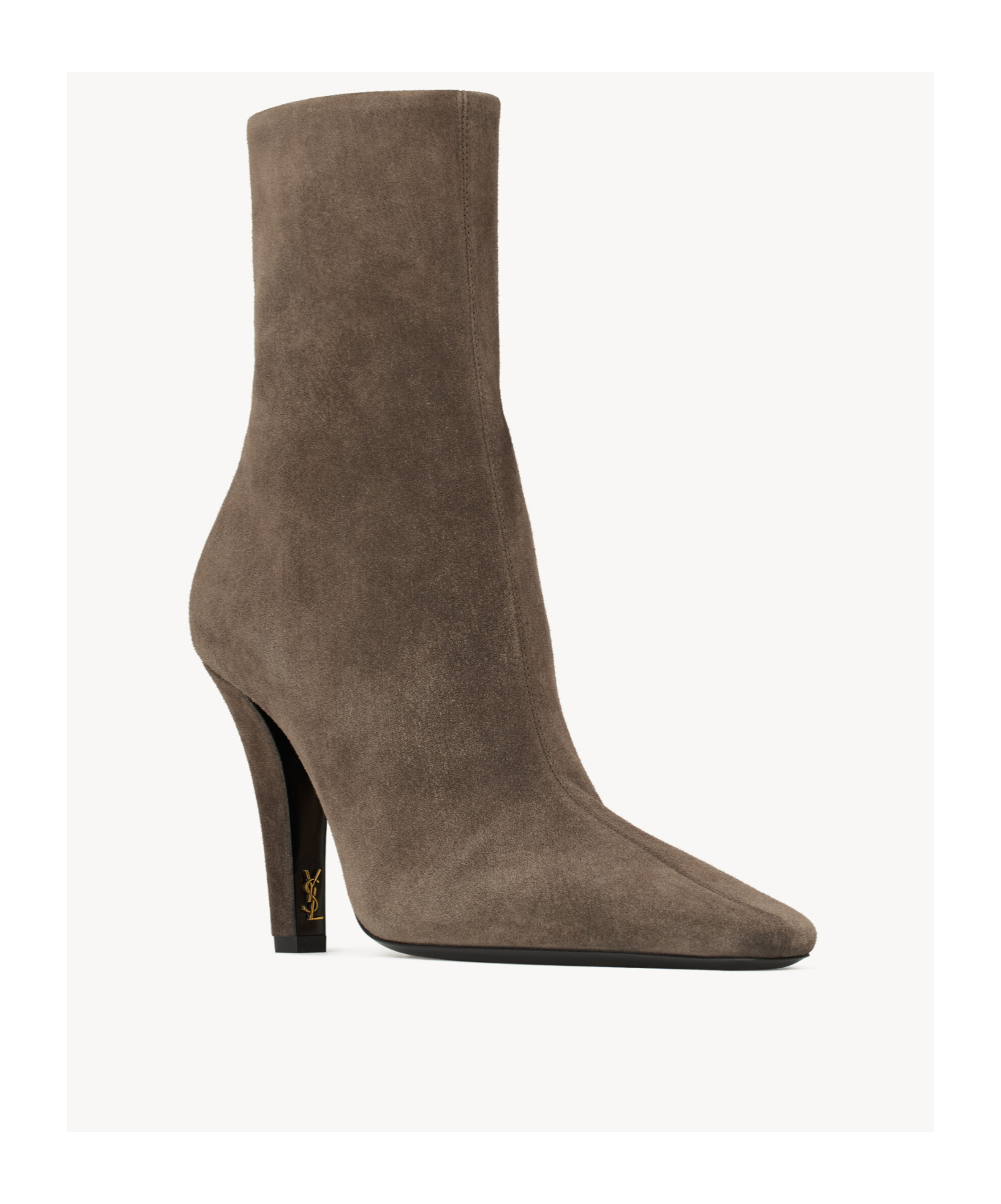 Saint Laurent Square Toe Ankle Boots In Brown