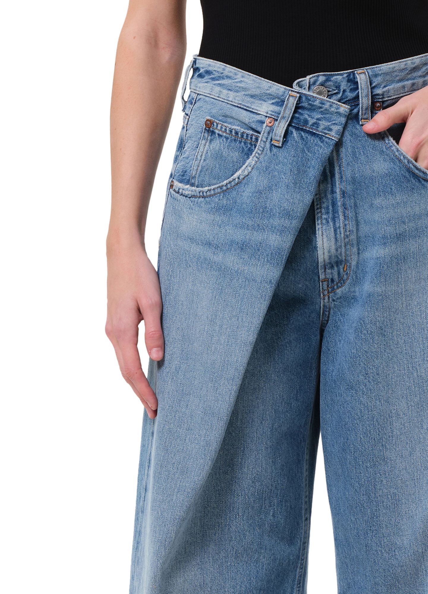 Shop Agolde Denim Trousers With Belt Loops