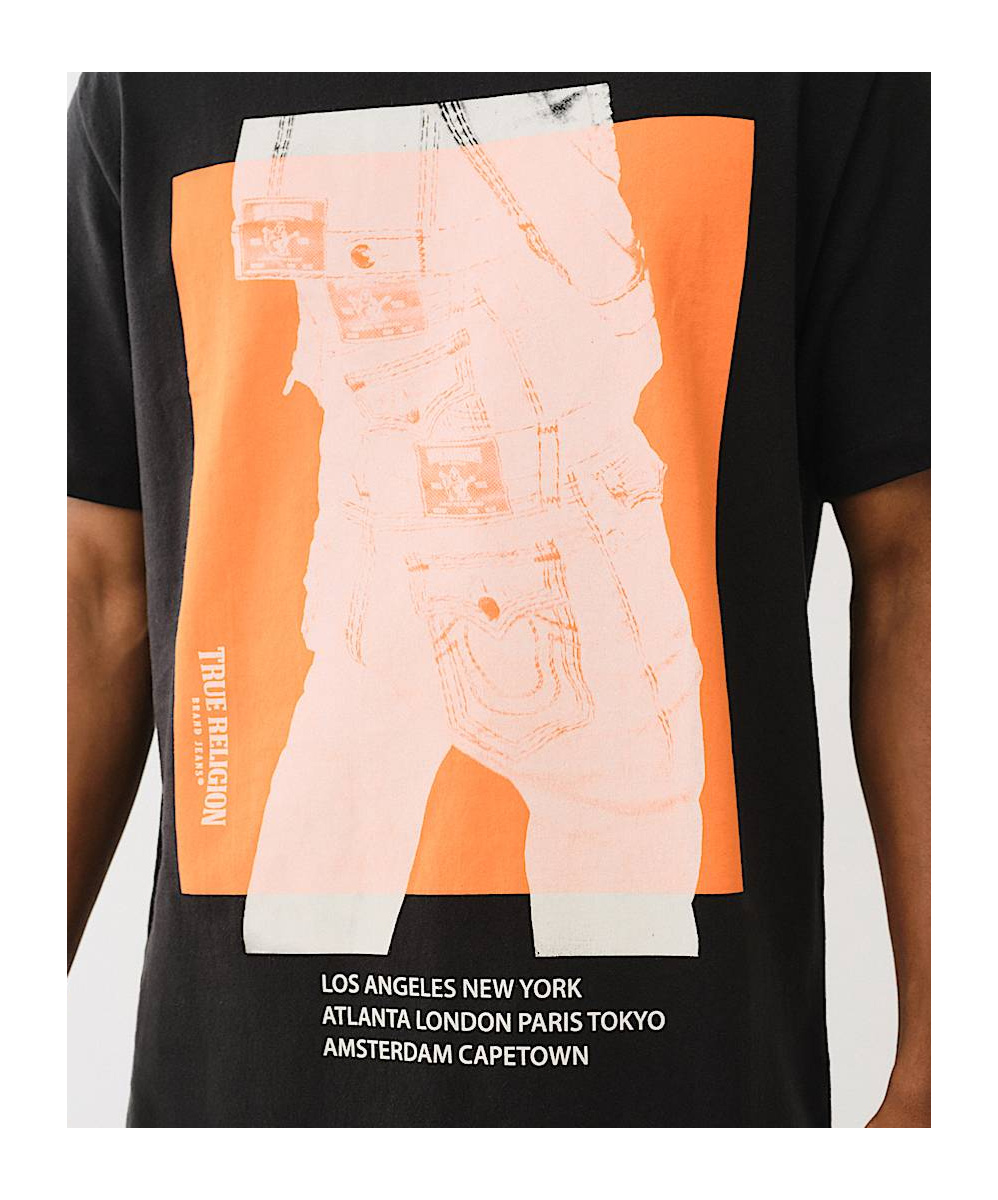 True Religion Stacked Jean Graphic Tee In Black