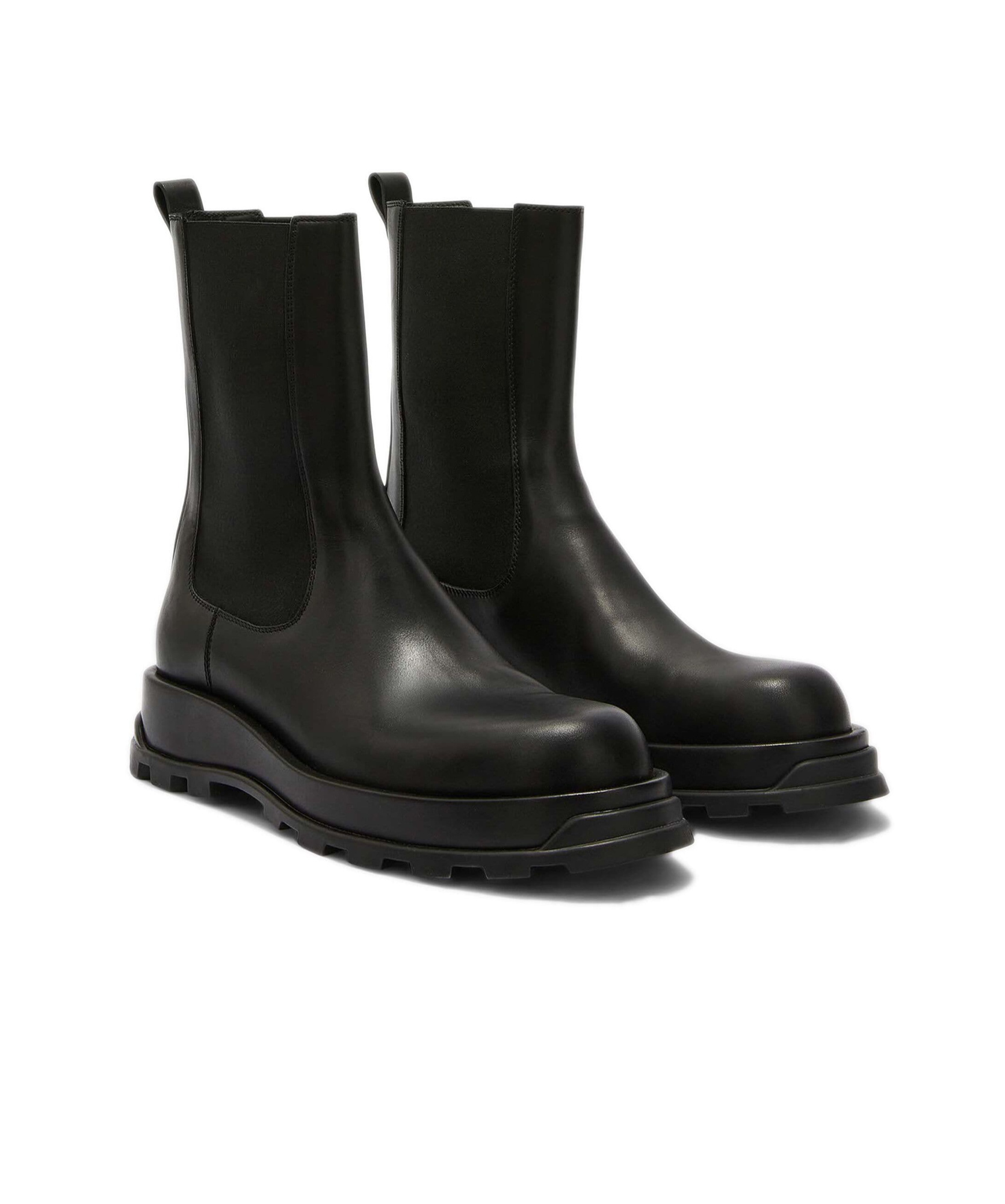Jil Sander Leather Ankle Boots In Black