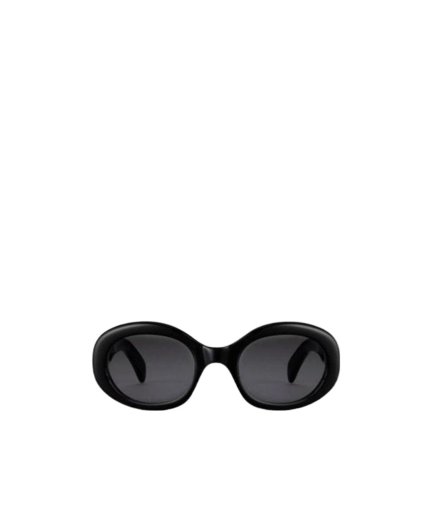 Celine Triomphe Logo Oval Acetate Sunglasses In Black