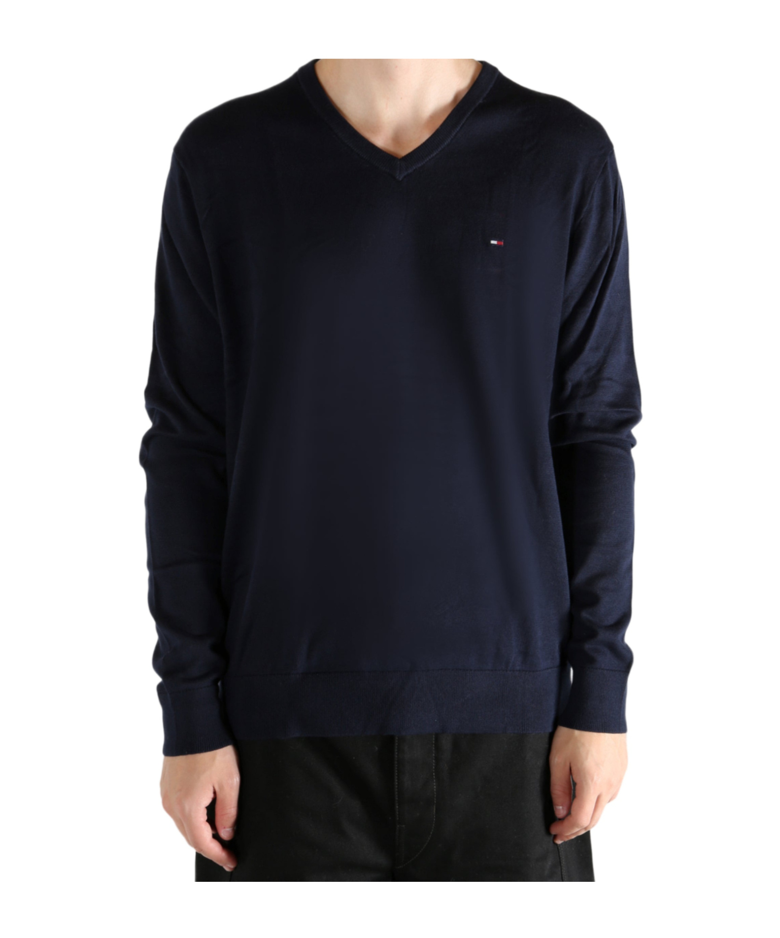 Tommy Hilfiger V-neck Mw14745dw5 Sweater In Blue