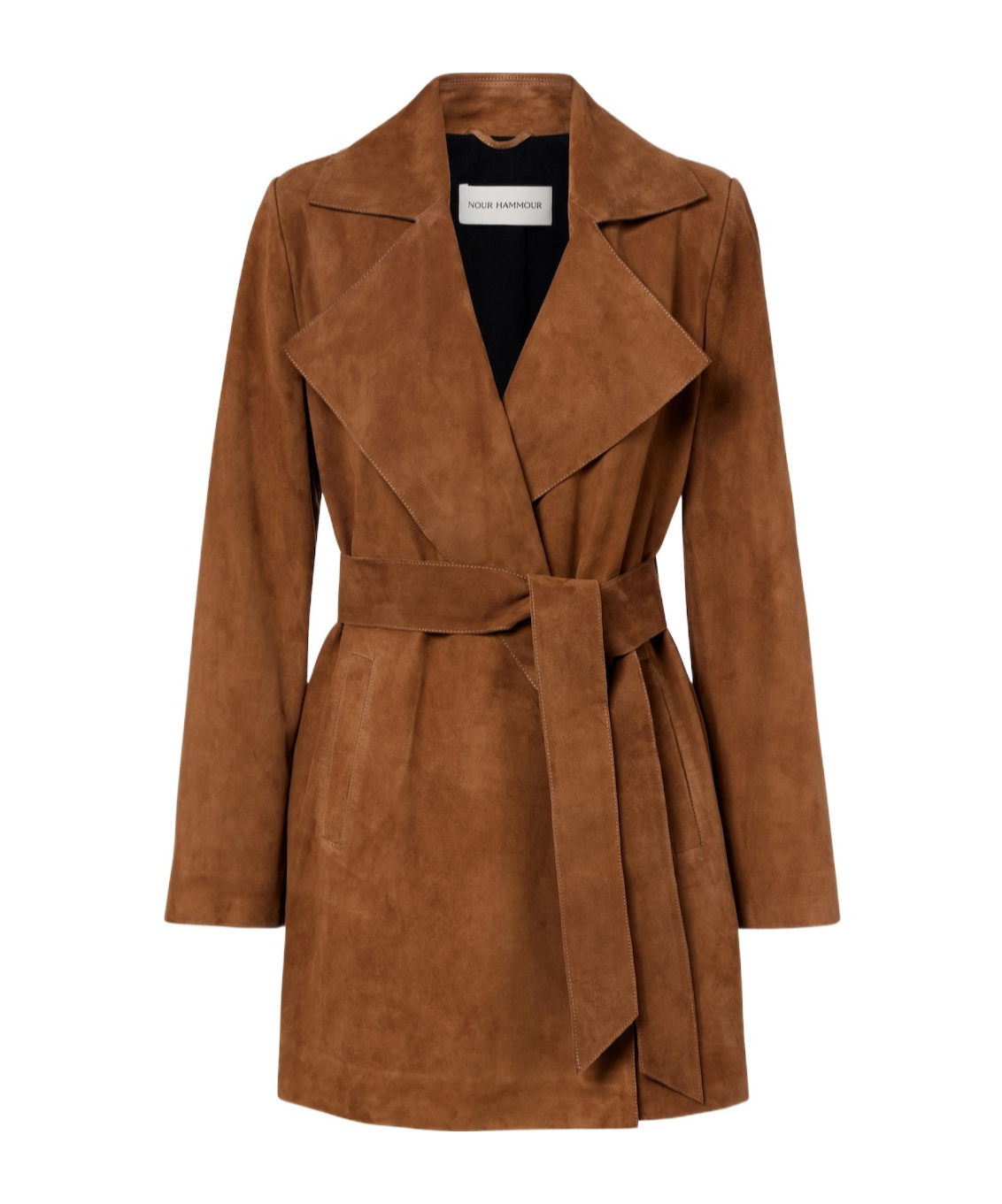 Nour Hammour Kerry's Belted Jacket In Brown