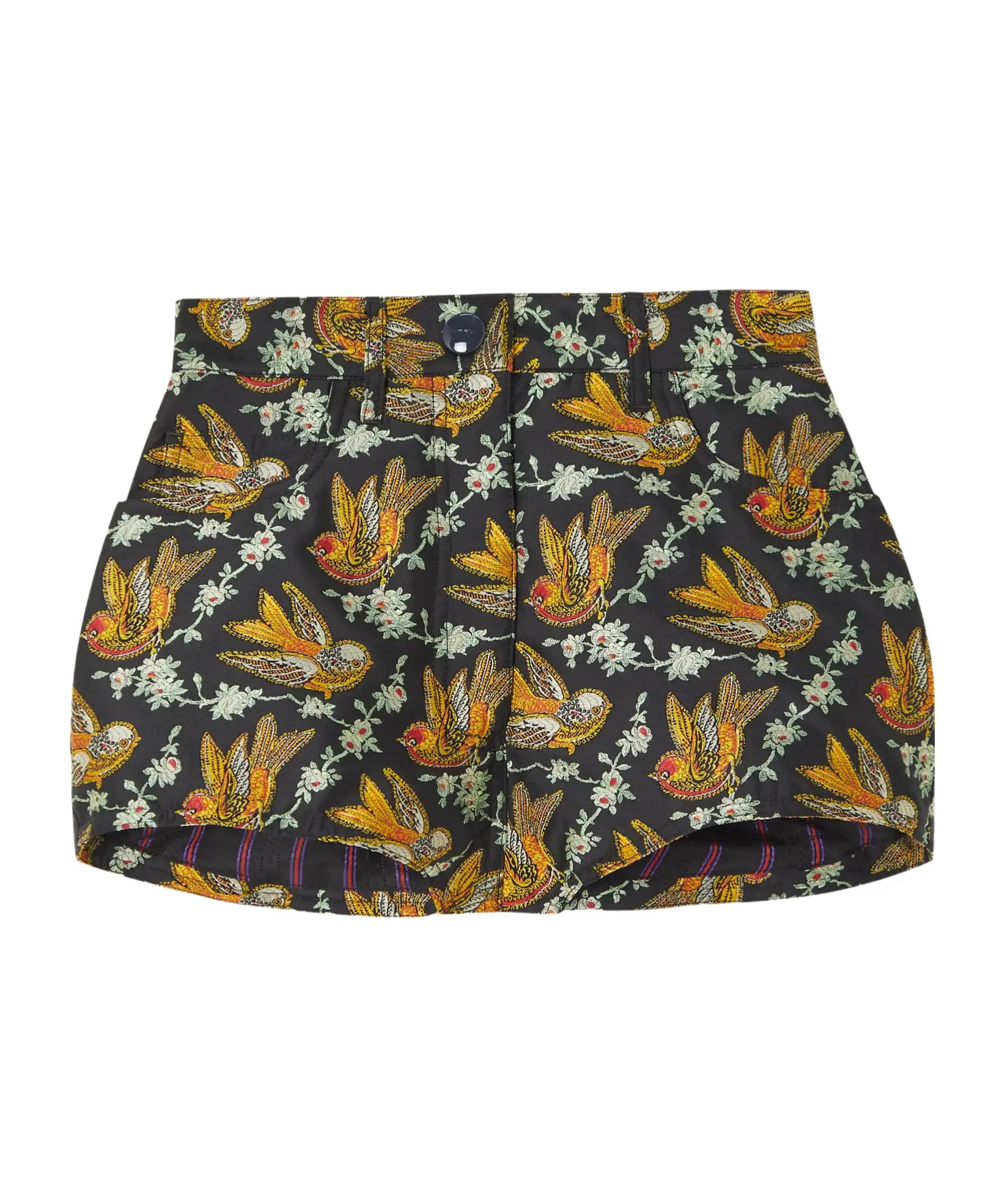 Etro Floral And Bird Patterned Shorts In Black