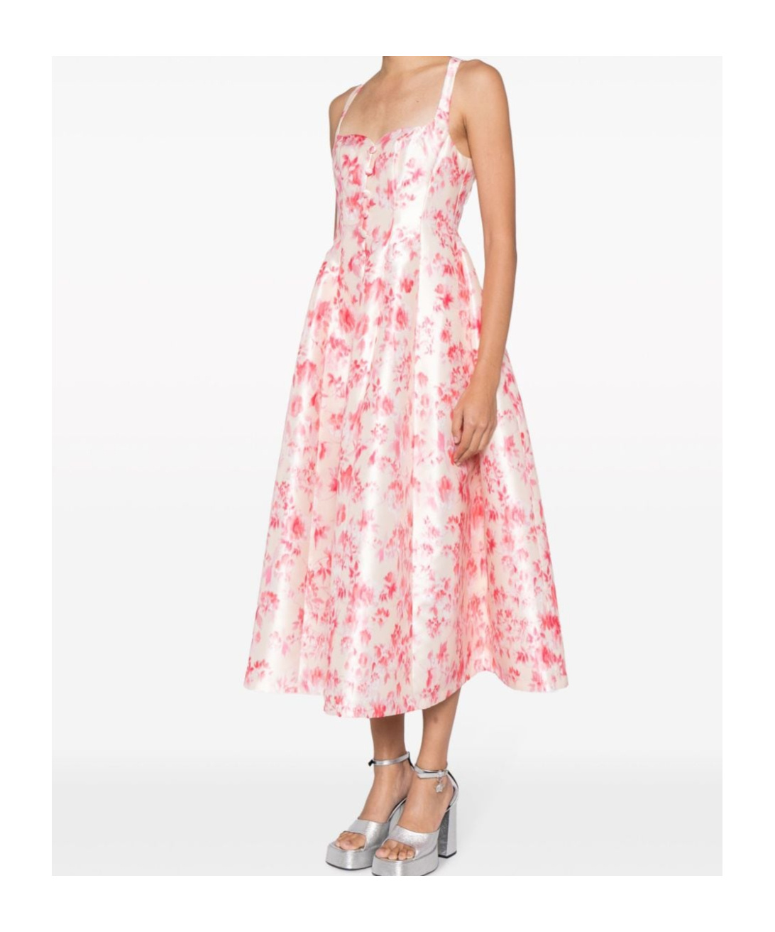 Philosophy Di Lorenzo Serafini Womens Fantasy Print Ivory Floral-print Sweetheart-neck Woven Midi Dr In Multi