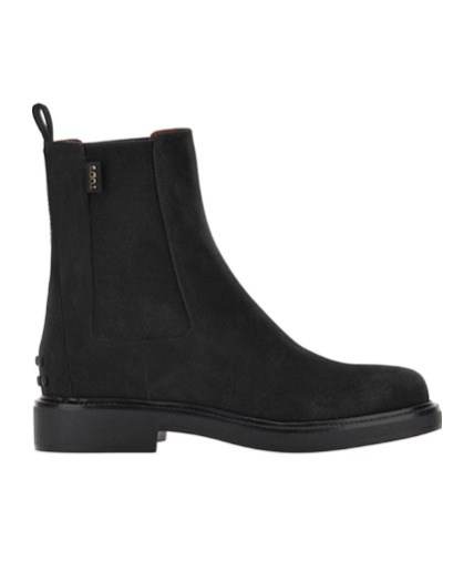 Tod's Suede Ankle Boots With Round Toe And Elastic Inserts In Black
