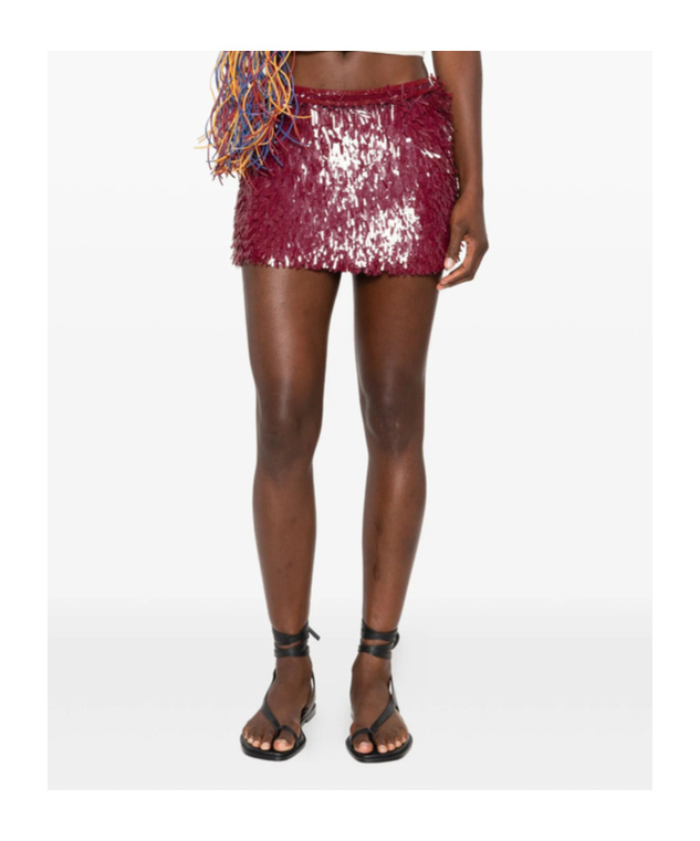 Alanui Fringe Mini Skirt In Red