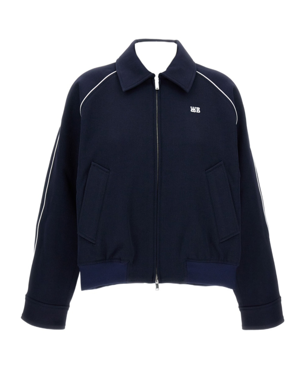 Wales Bonner Full-zip Jacket With A Pointed Collar In Blue