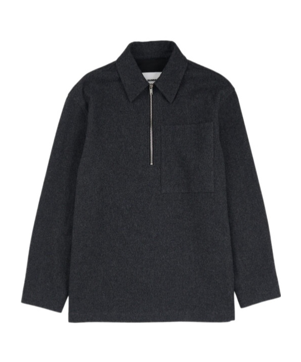 Jil Sander Long-sleeved Polo Shirt In Black