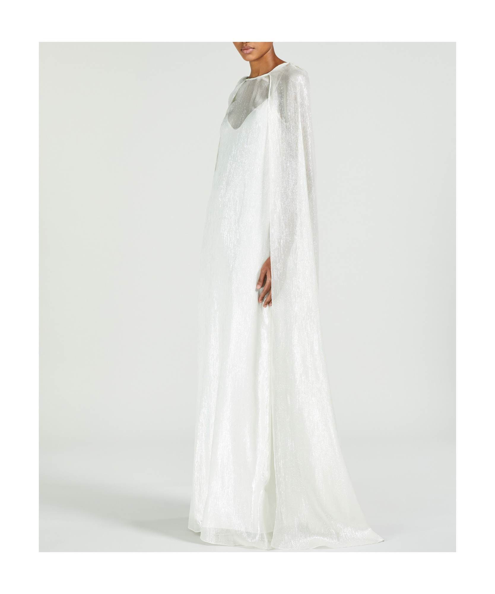Max Mara Long Cape Silk Dress In White