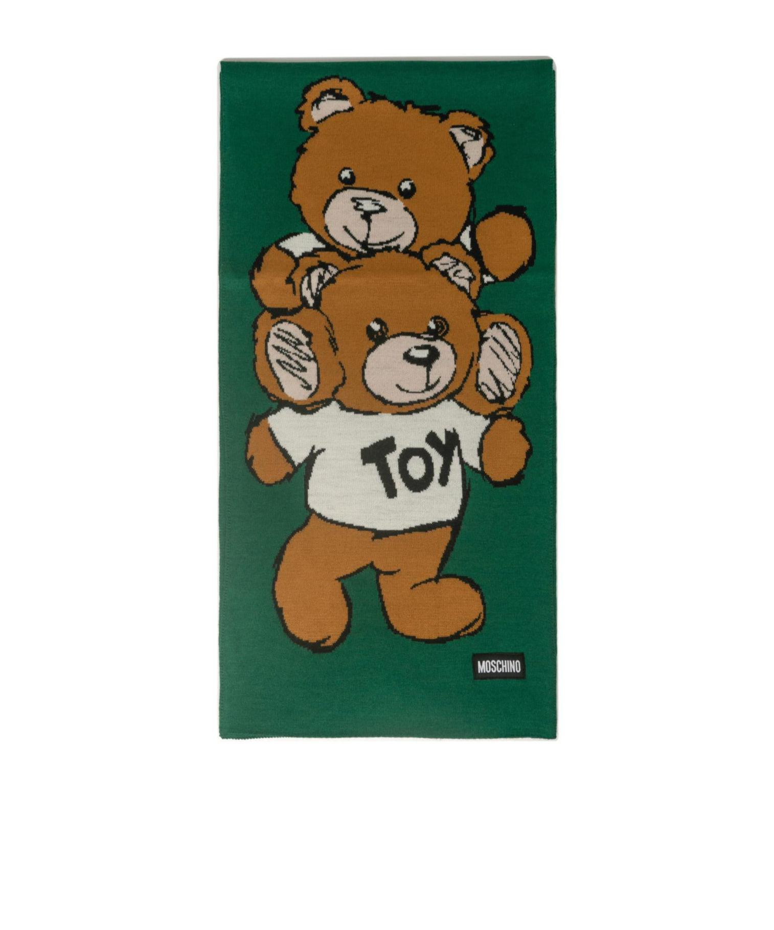 Moschino Teddy Bear Pattern Scarf In Green