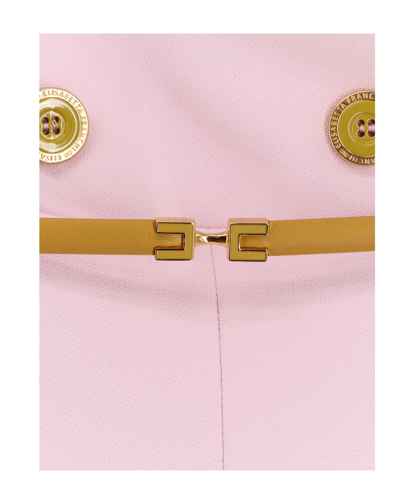 Elisabetta Franchi Jumpsuit With Shoulder Pads And Leather Belt In Pink