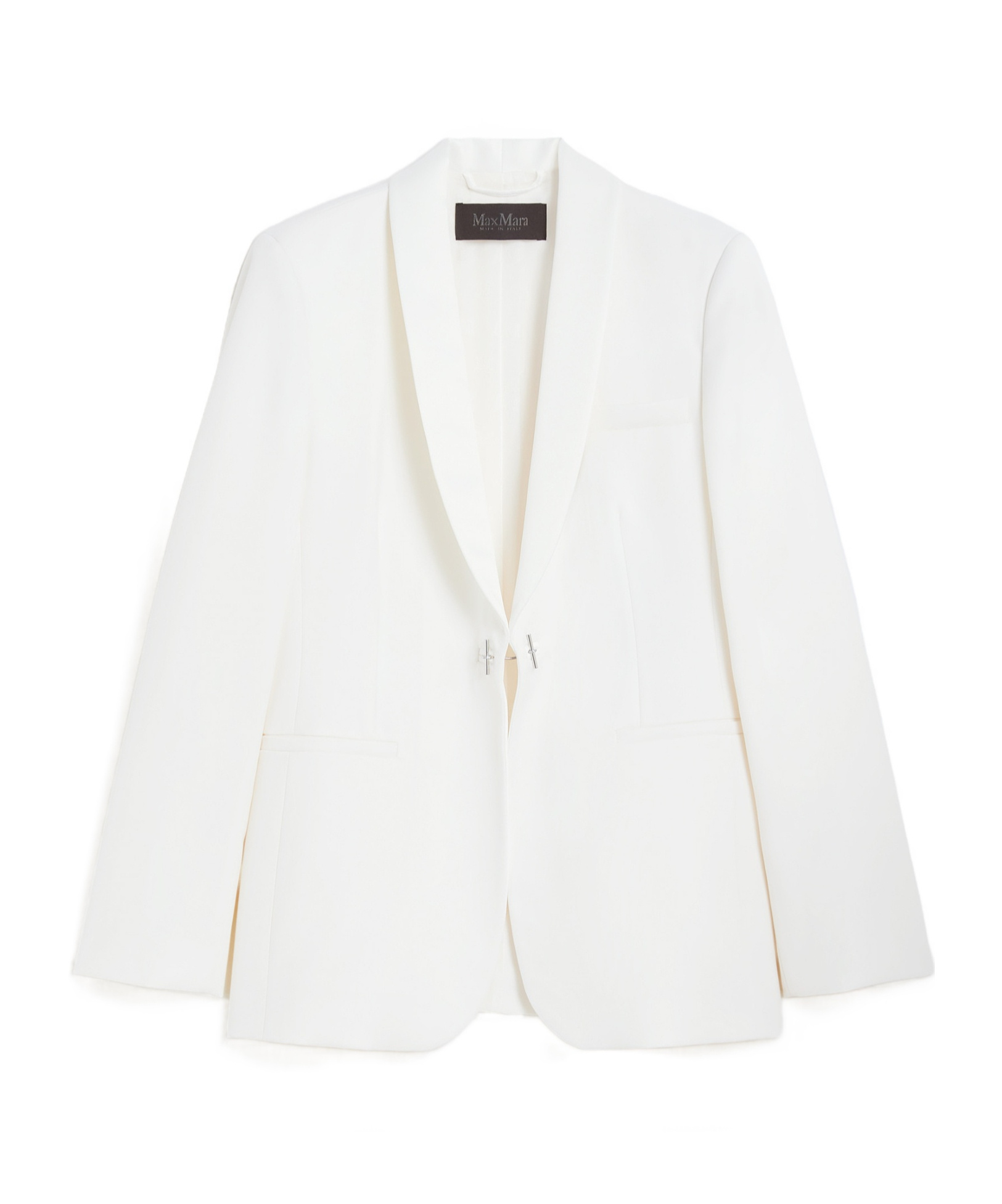 Max Mara Satin-trimmed Virgin Wool Gabardine Blazer In White