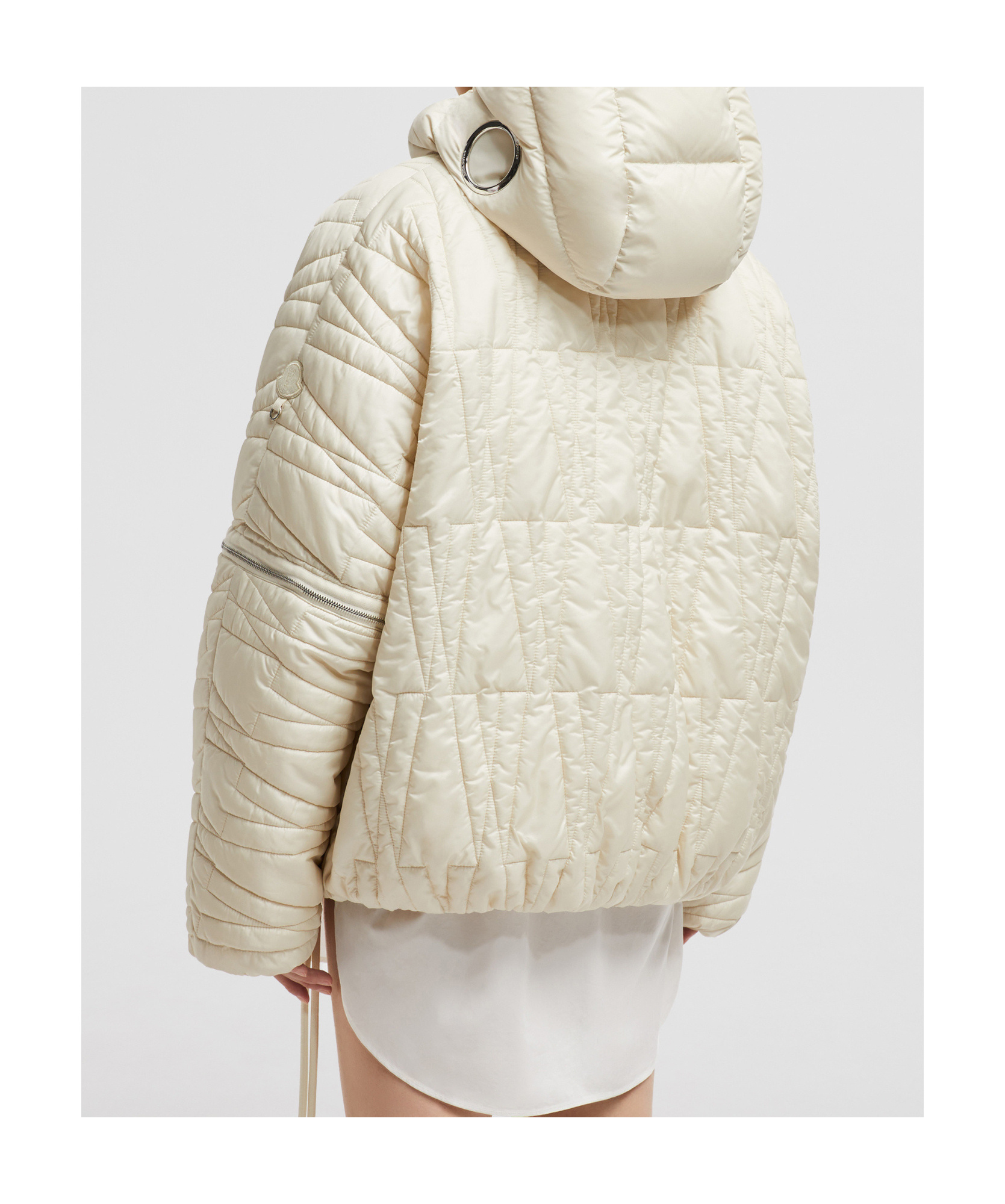 Moncler Long-sleeved Down Jacket In Nude