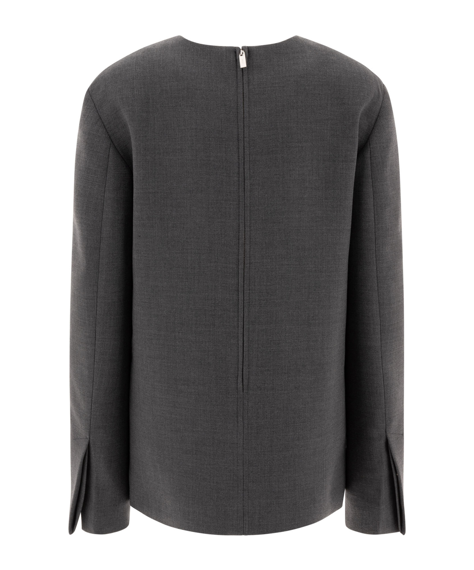 Totême Womens Grey Melange Round-neck Shoulder-pad Woven Top In Black