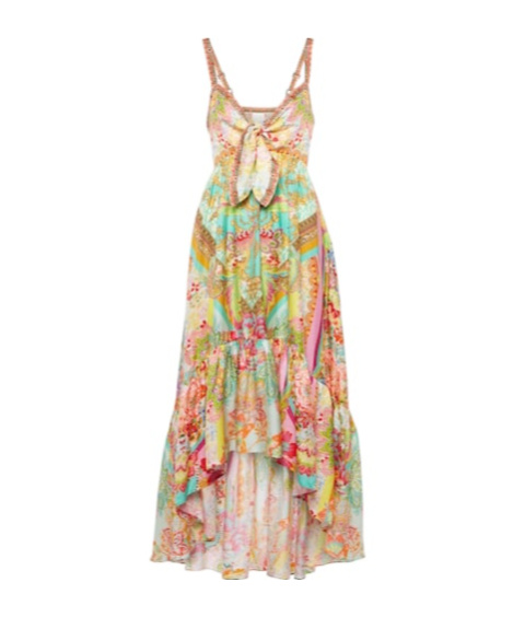 Camilla Printed Ruffled Silk Midi Dress In Animal Print