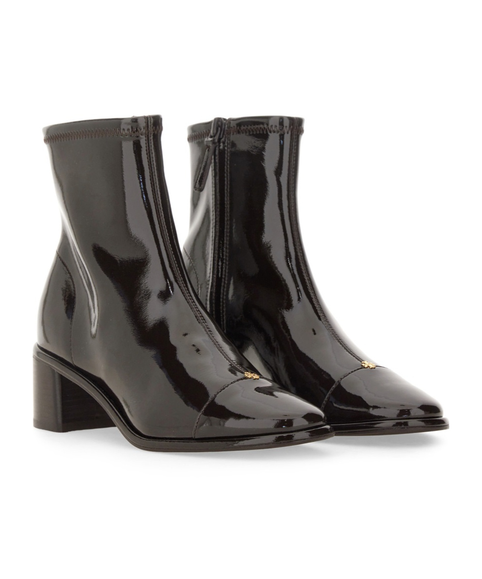 Tory Burch Black Ankle Boots With Logo Plate In Black