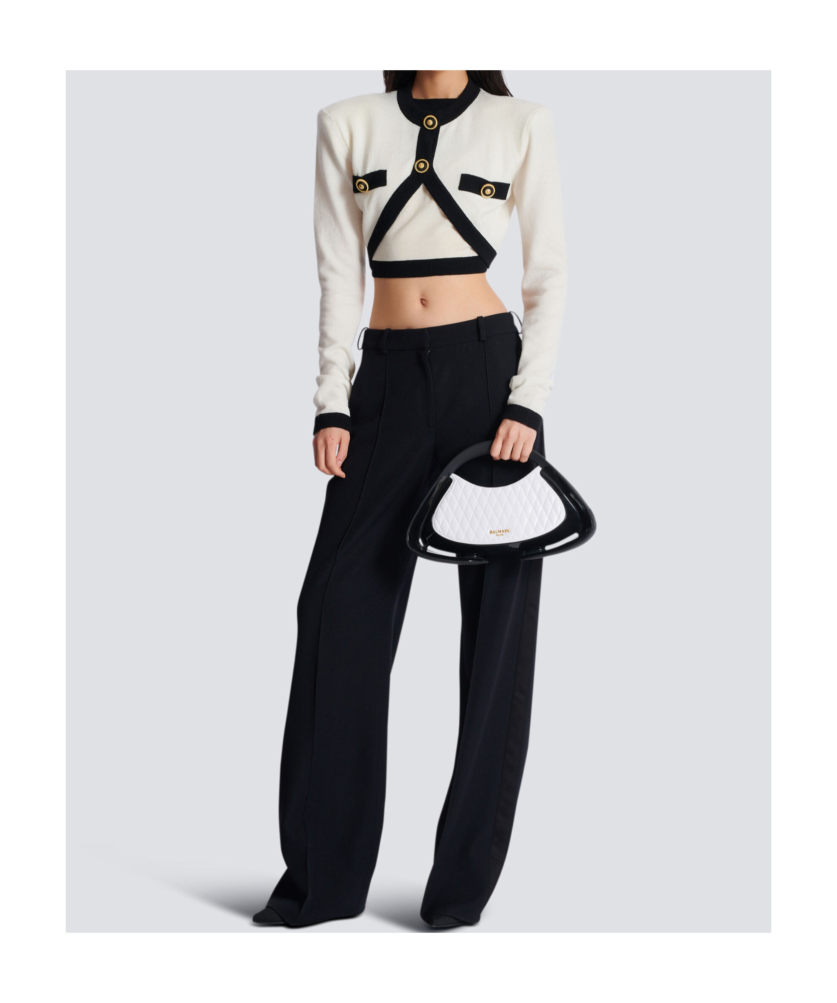Balmain Cropped Knit Cardigan In White