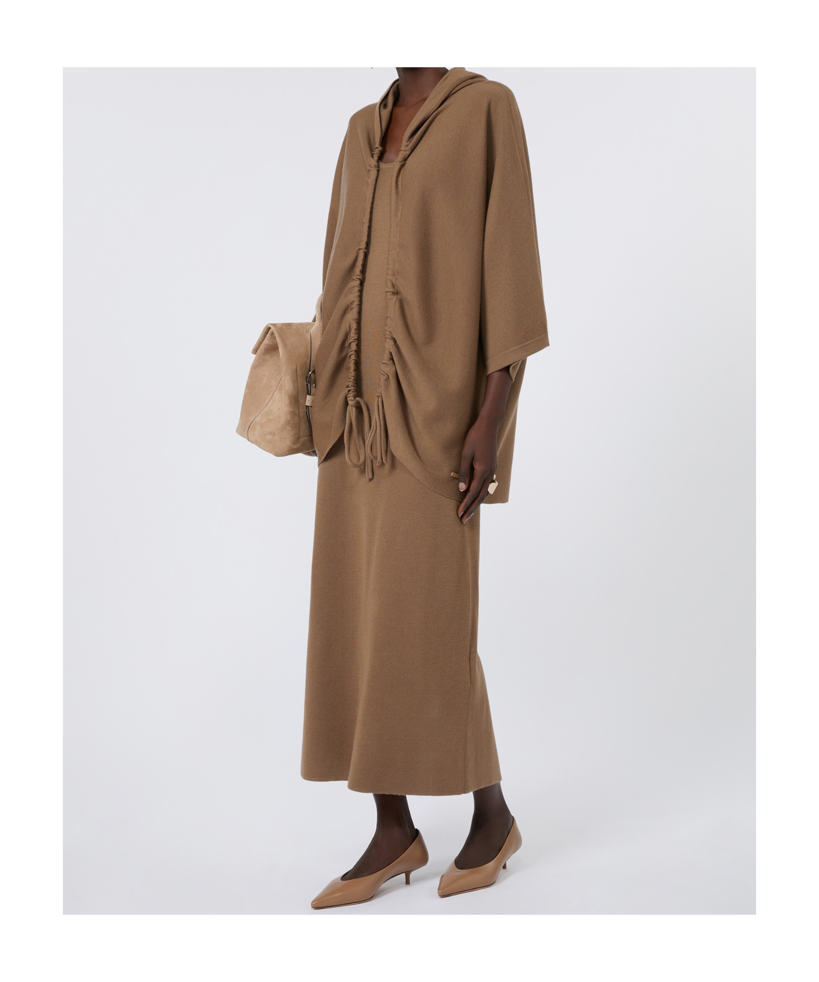 Max Mara Relaxed Oversized Brown Hoodie With Drawstring Closure In Brown