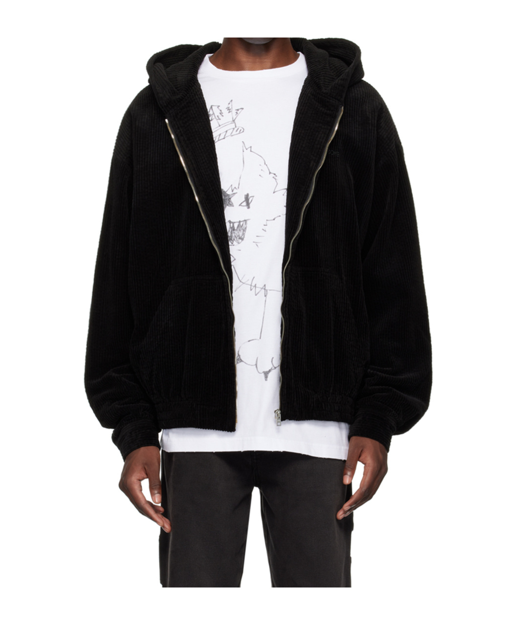 We11 Done Zippered Hooded Sweatshirt In Black