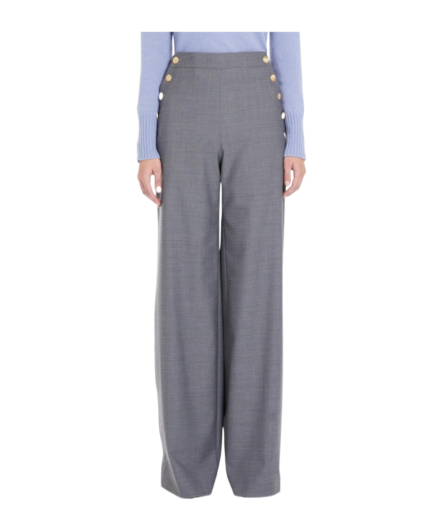 Max Mara Pocket Casual Pants In Gray
