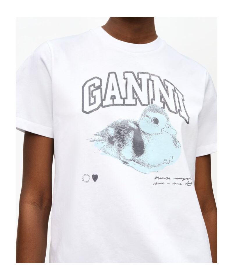 Ganni Basic Jersey Duckie Relaxed T-shirt In White