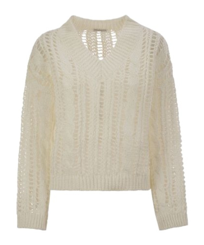 Brunello Cucinelli Cable-knit Mesh Jumper In Nude