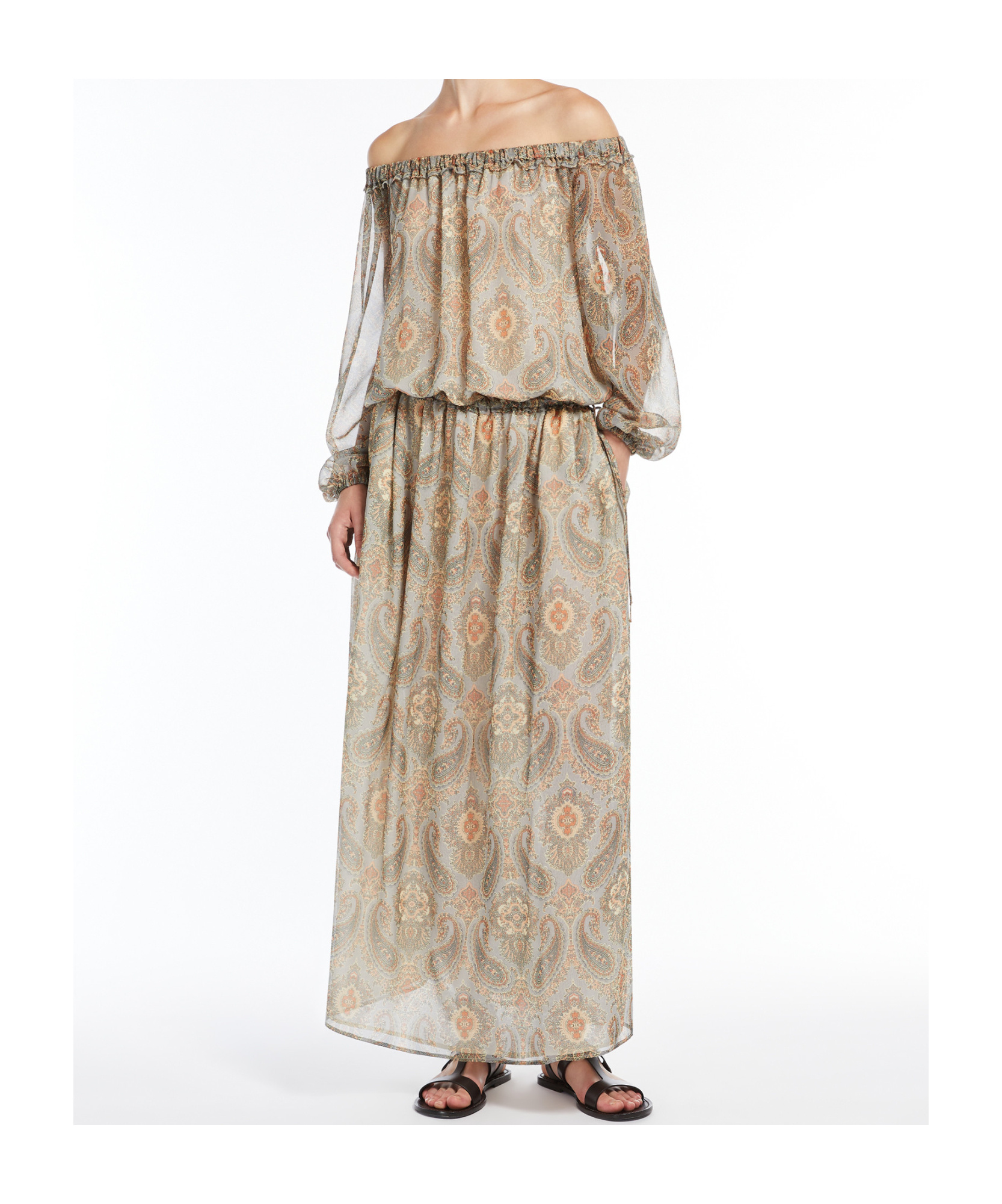 Weekend Max Mara Patterned Georgette Dress In Nude