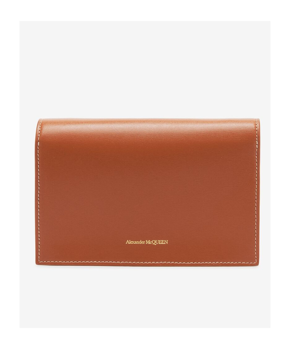 Alexander Mcqueen Small Skull-plaque Leather Crossbody Bag In Brown