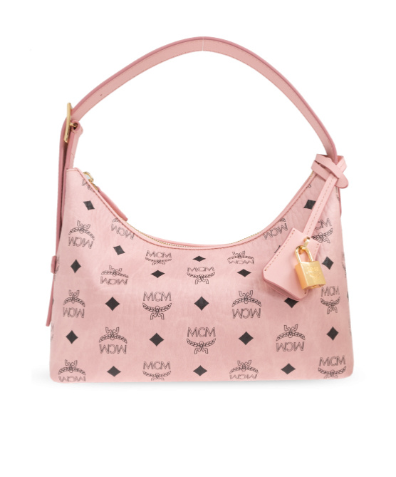 Mcm Aren Visetos Monogram Hobo Bag In Pink