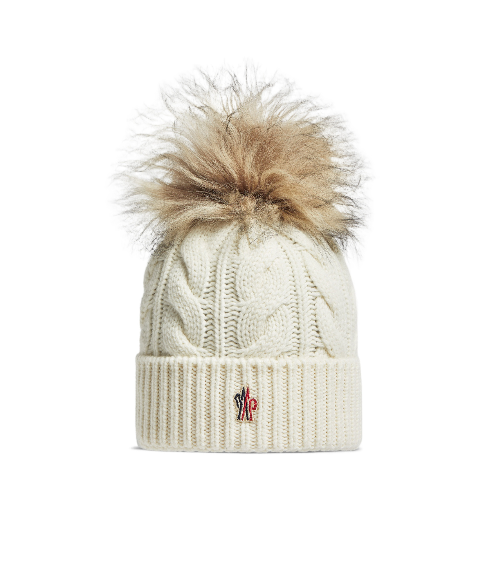 Moncler Logo Cashmere Curling Hat In Nude