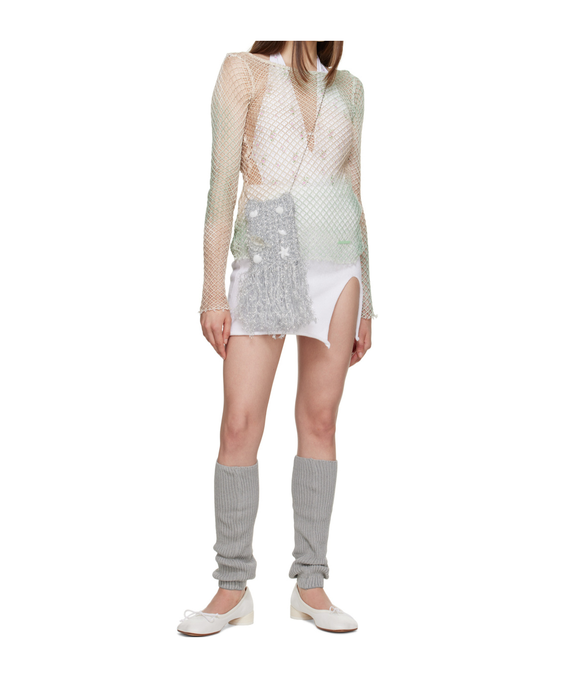 Open Yy Slit Mini Skirt In White