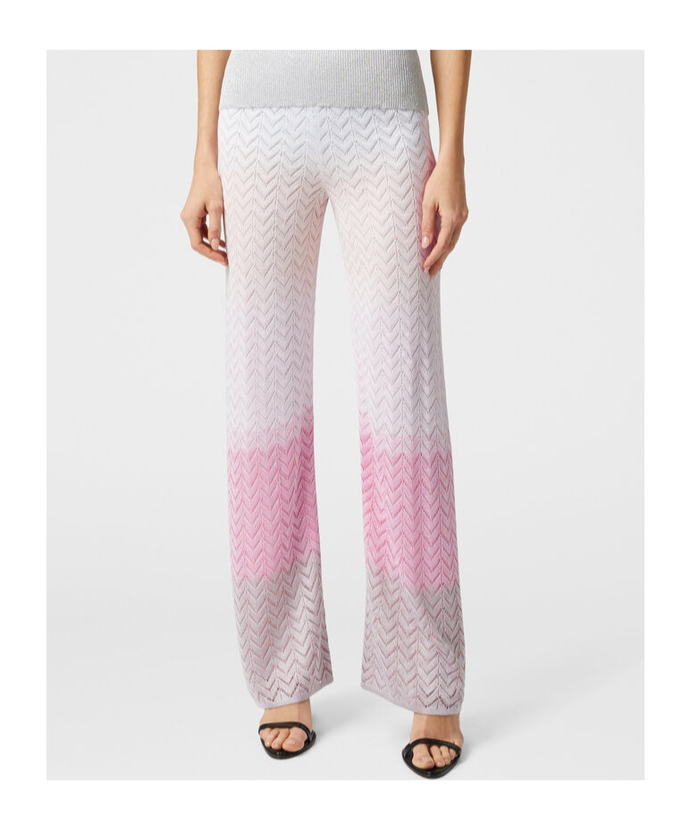 Missoni Straight Trousers In Gradient Chevron Viscose In White