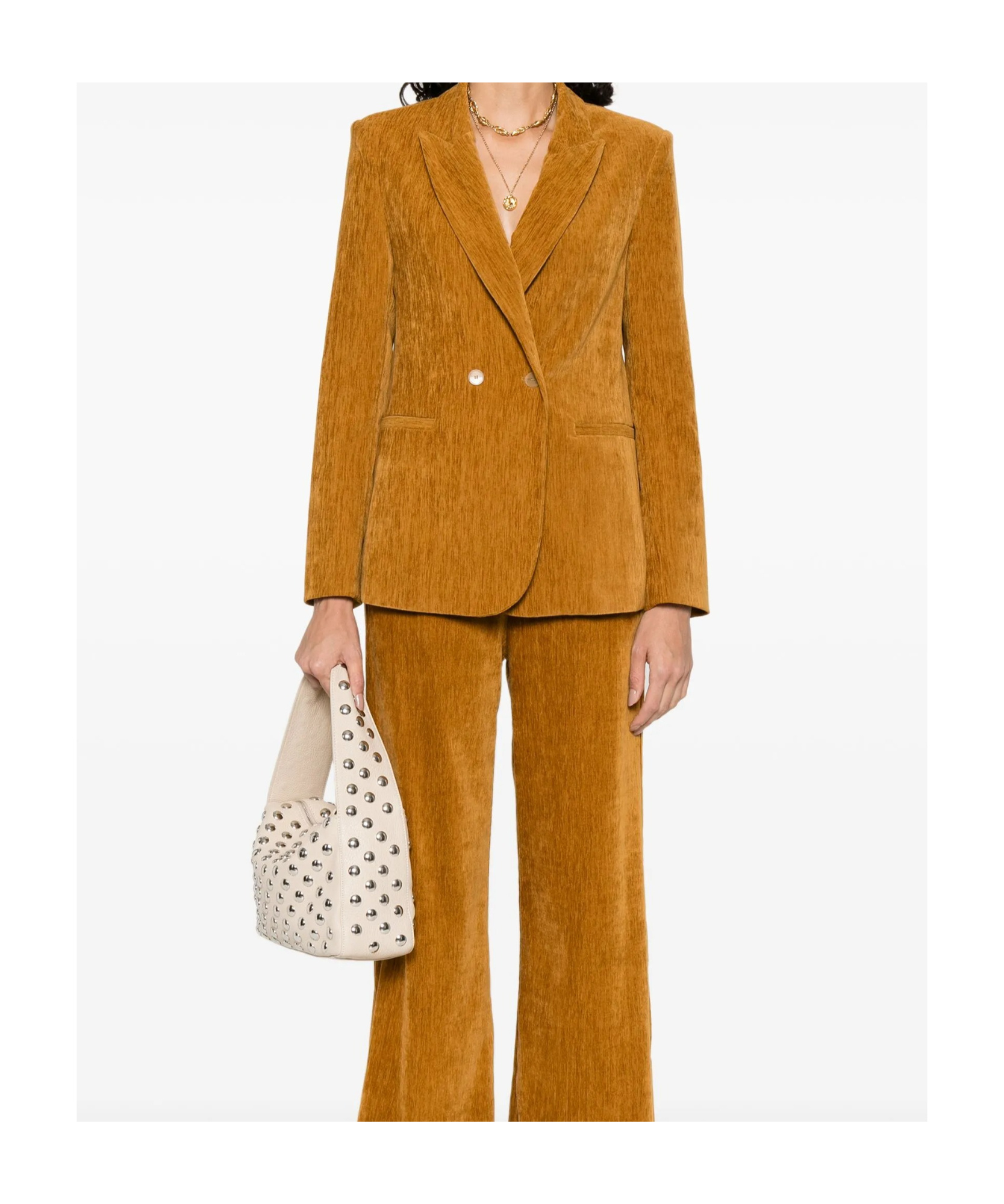 Forte Forte Double Velvet Double Breasted Jacket In Orange