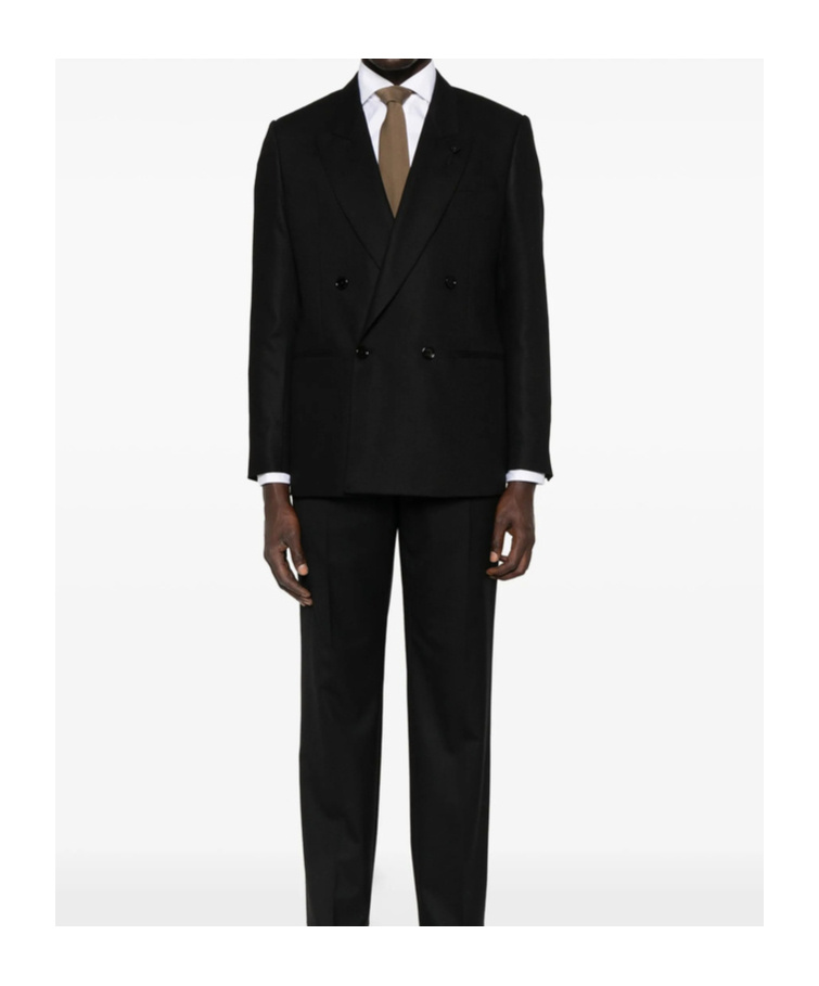 Lardini Double-breasted Blazer In Black