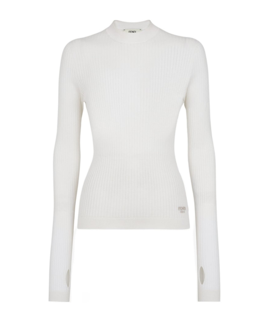 Fendi Round Neck Sweater In White
