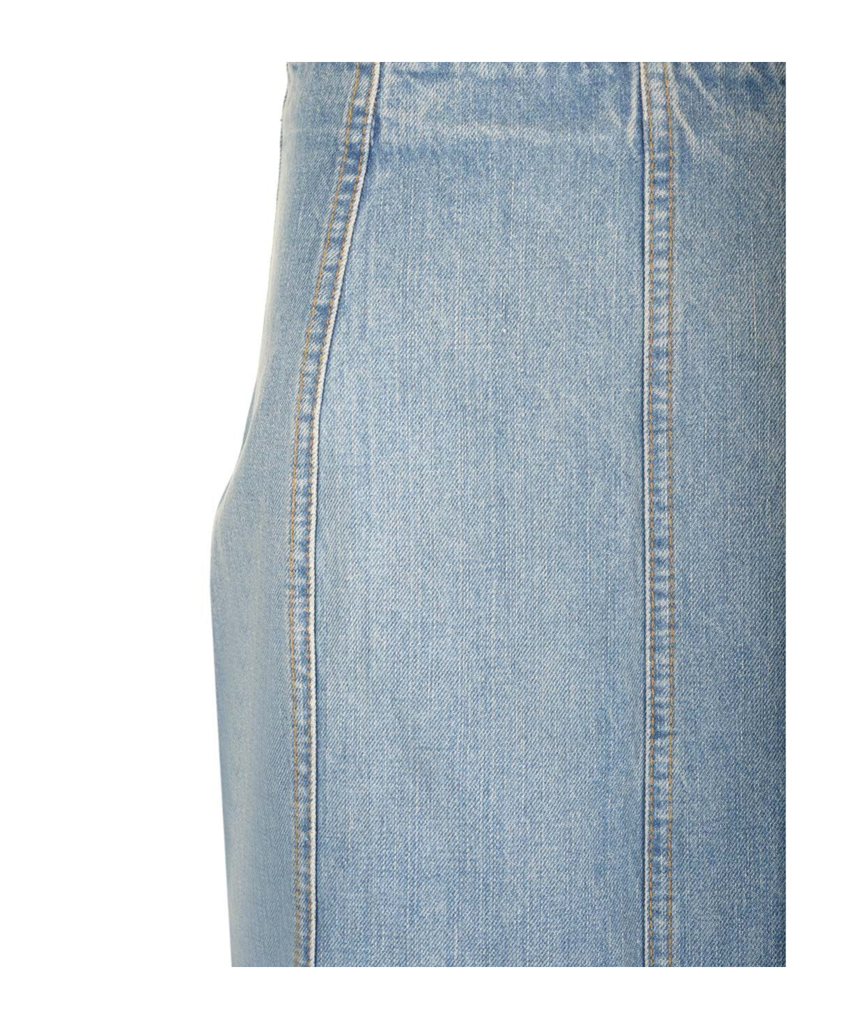 Haikure Seamed Denim Midi Skirt In Blue