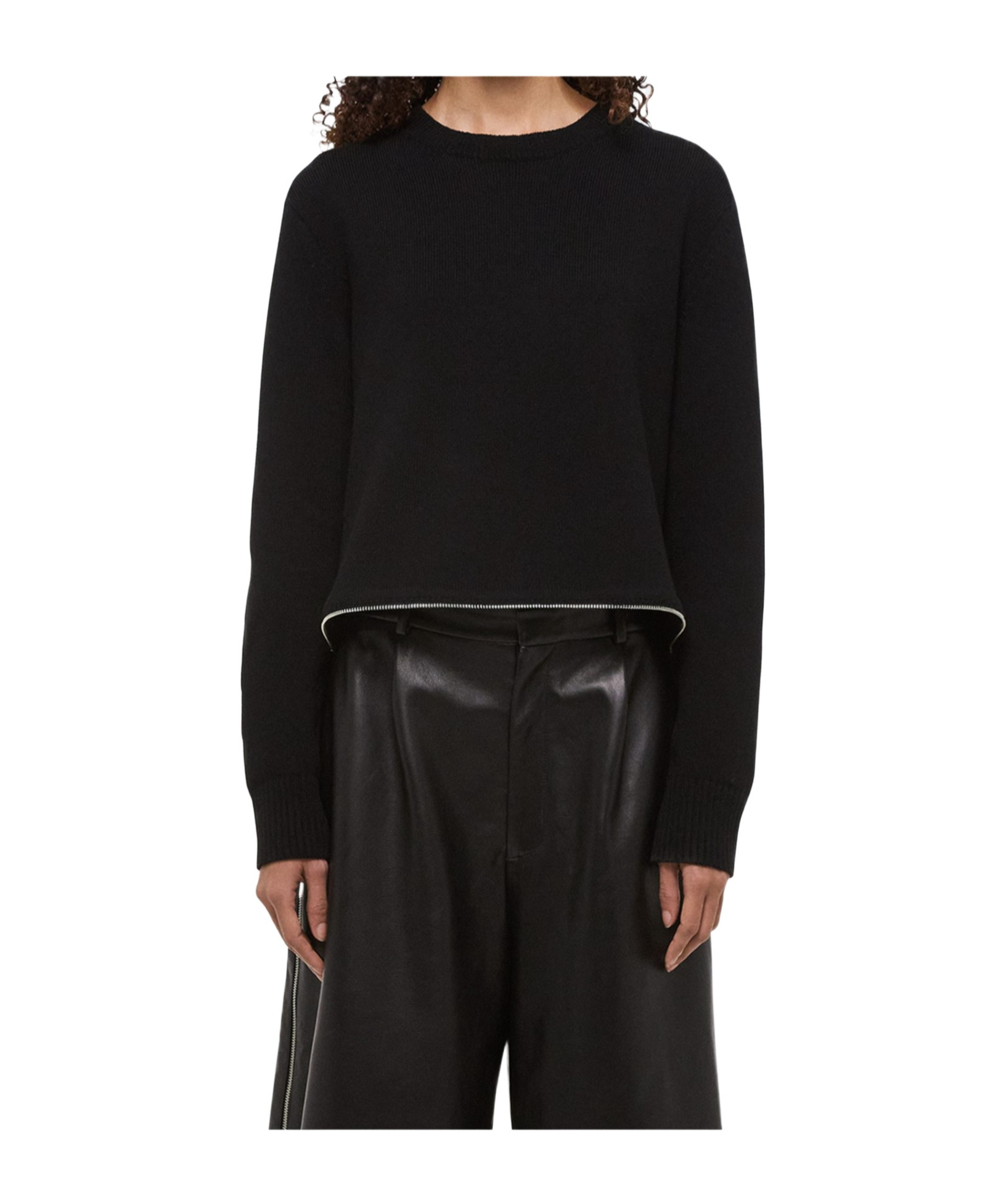 HELMUT LANG CROPPED CREW NECK SWEATER 
